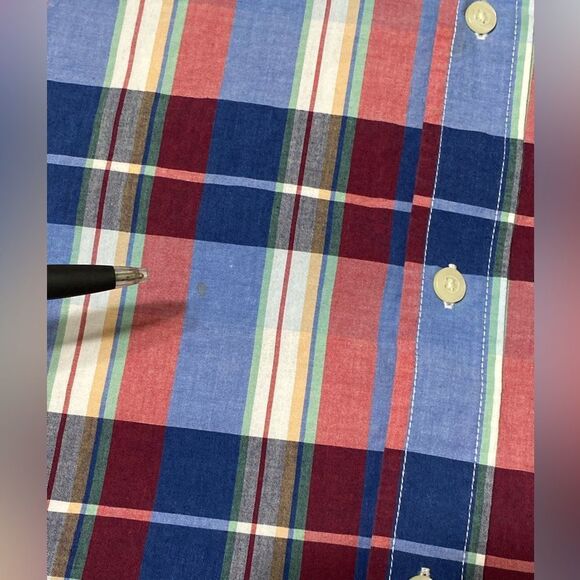 Gap classic fit plaid button up shirt long sleeve cotton blue red size L - Picture 13 of 13